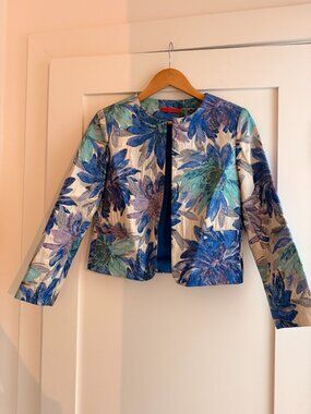 Alice + Olivia Cropped Floral Jacquard Jacket, Size: XS